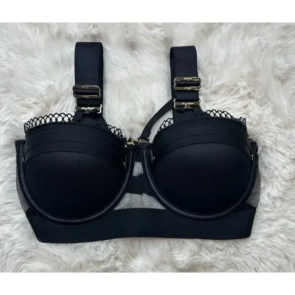 Honey Birdette VIENNA🖤 Black Gold Push Up Bra 32D - Picture 2 of 5